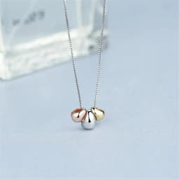 New Simple Temperament Three-color Angel Egg 925 Sterling Silver Jewelry Golden Bean Clavicle Chain Pendant Necklaces XL014