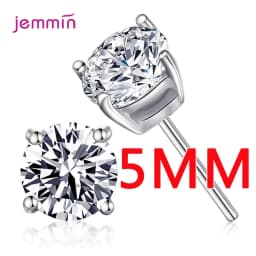 Classic AAA CZ Stud Earrings for Women Men 4MM to 8MM 925 Sterling Silver Crystal Cubic Zircon Studs Earring Mens Jewelry