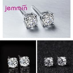 Classic AAA CZ Stud Earrings for Women Men 4MM to 8MM 925 Sterling Silver Crystal Cubic Zircon Studs Earring Mens Jewelry