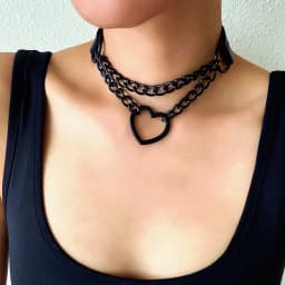 Black Choker Necklace for Women Goth Heart Necklace Chain Collar Grunge Punk Cute Kawaii Chocker Halloween Jewelry