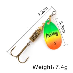 NGB Spinner Bait 3.9g 4.6g 7.4g 10.8g 15g Rotating Spinners Spoon Lures Pike Metal With Treble Hooks Fishing Lure