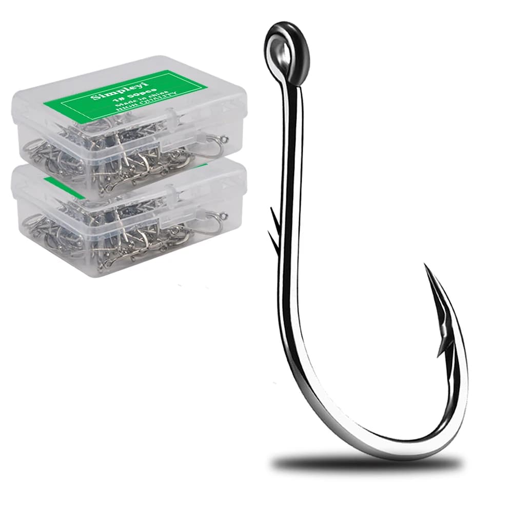 50pcs/Box Barbed High Carbon Steel Fishing Hooks Sea Worm Carp Single Circle Hook Set Fly Fishing Accessories Tackle Fishhook
