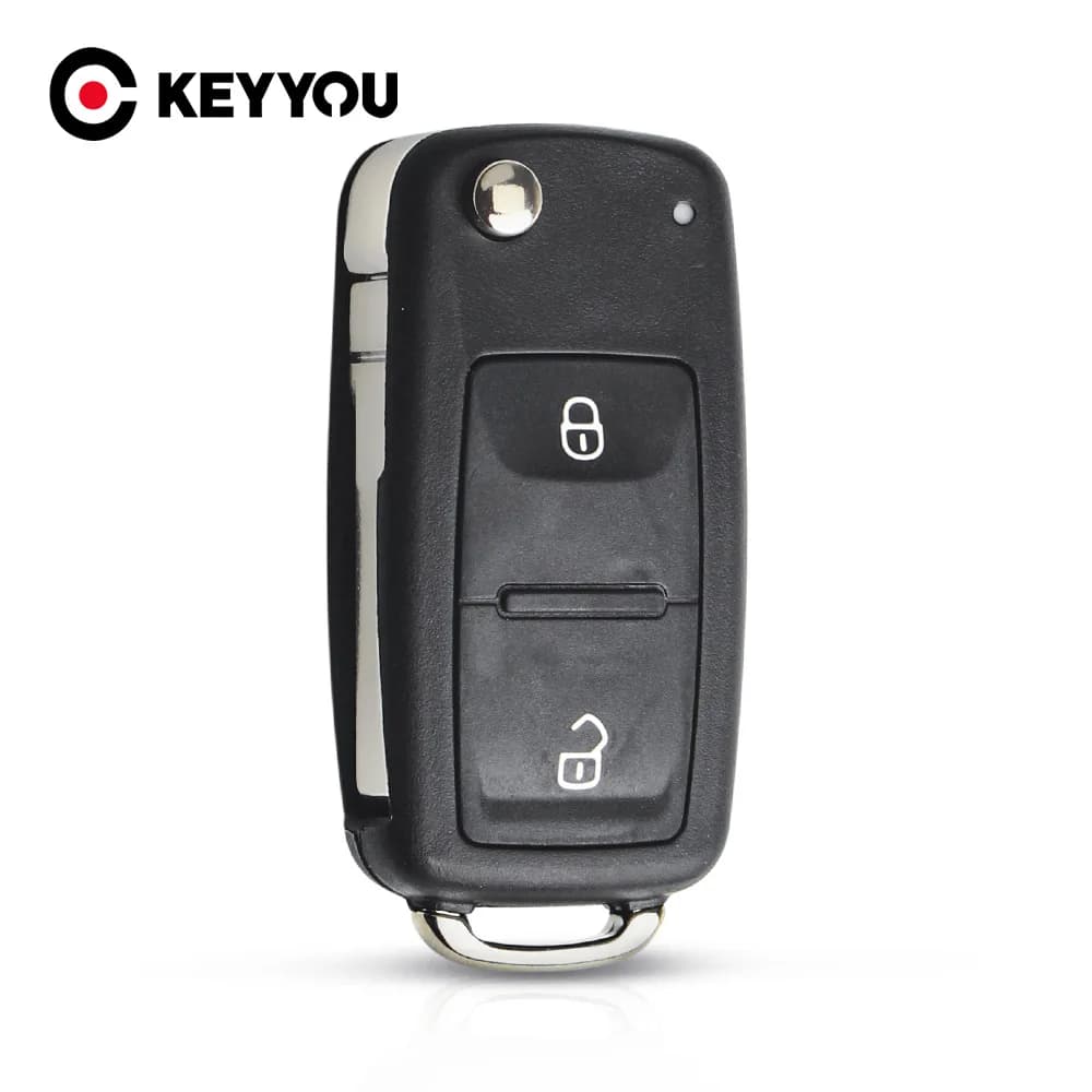 KEYYOU NEW 2 Button Folding Flip Remote Key Replacement Case FOB Shell For Vw For VOLKSWAGEN Transporter T5 Polo G Uncut Blade
