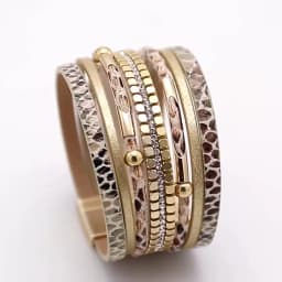 ALLYES Crystal Snake Skin Leather Bracelets for Women Fashion Bohemian Multilayer Charm Bracelet Bangles Female Party Jewelry