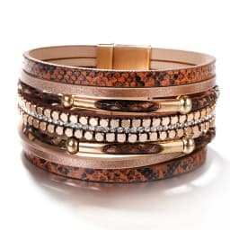 ALLYES Crystal Snake Skin Leather Bracelets for Women Fashion Bohemian Multilayer Charm Bracelet Bangles Female Party Jewelry