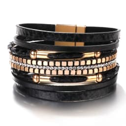 ALLYES Crystal Snake Skin Leather Bracelets for Women Fashion Bohemian Multilayer Charm Bracelet Bangles Female Party Jewelry