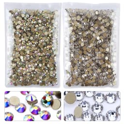 QIAO Flat Back Gems Round Crystal Rhinestones for Crafts Nail Face Art Sewing & Fabric Clothes Shoes Bags DIY Decoration