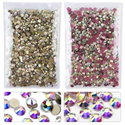 QIAO Flat Back Gems Round Crystal Rhinestones for Crafts Nail Face Art Sewing & Fabric Clothes Shoes Bags DIY Decoration