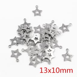 30pcs No Fade Charms 316 Stainless Steel Feather Moon Star Heart Bracelet Necklace Pendant Charms DIY Jewelry Making Findings