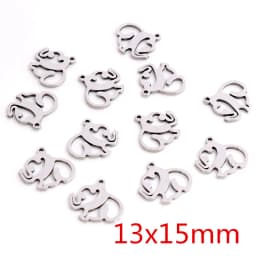 30pcs No Fade Charms 316 Stainless Steel Feather Moon Star Heart Bracelet Necklace Pendant Charms DIY Jewelry Making Findings