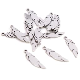 30pcs No Fade Charms 316 Stainless Steel Feather Moon Star Heart Bracelet Necklace Pendant Charms DIY Jewelry Making Findings