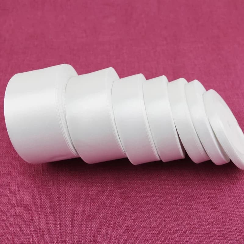 (25 Yards/Roll) White Single Face Satin Ribbon Wholesale Gift Wrapping Christmas Ribbons
