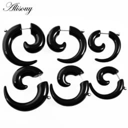 1 pair men women fashion new fake spiral ear tapers snail ear expanders black 3mm 4mm 5mm 6mm 8mm body jewelry ear plug pircing