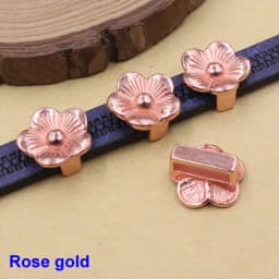 Onebeading Tibetan Silver Flower Slider Beads For Bracelet Necklace DIY Making Accessories 14x15mm Hole:Approx 3x10.5mm 30pcs