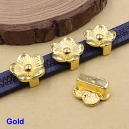 Onebeading Tibetan Silver Flower Slider Beads For Bracelet Necklace DIY Making Accessories 14x15mm Hole:Approx 3x10.5mm 30pcs