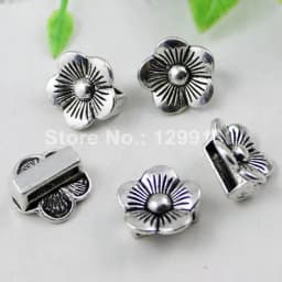 Onebeading Tibetan Silver Flower Slider Beads For Bracelet Necklace DIY Making Accessories 14x15mm Hole:Approx 3x10.5mm 30pcs