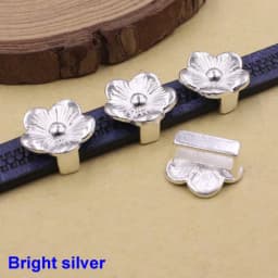 Onebeading Tibetan Silver Flower Slider Beads For Bracelet Necklace DIY Making Accessories 14x15mm Hole:Approx 3x10.5mm 30pcs
