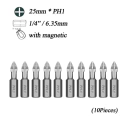 Free Shipping 10Pcs/Lot 25mm Phillips Bits Hex Shanked Anti Slip Screwdriver Bits Magnetic Single Head  PH1 / PH2 / PH3 PZ1 PZ2