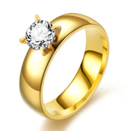6mm Light Zircon CZ gold color Stainless Steel finger rings men women jewelry wholesale lots