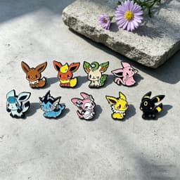 9 Pcs Anime Elf Brooch Set Eevee Enamel Pins Fashion Metal Badges Jewelry for Clothing And Backpack Accessory Gift for Fans