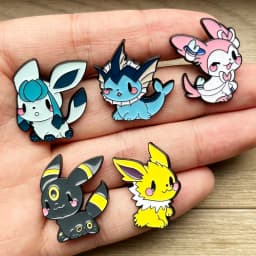 9 Pcs Anime Elf Brooch Set Eevee Enamel Pins Fashion Metal Badges Jewelry for Clothing And Backpack Accessory Gift for Fans
