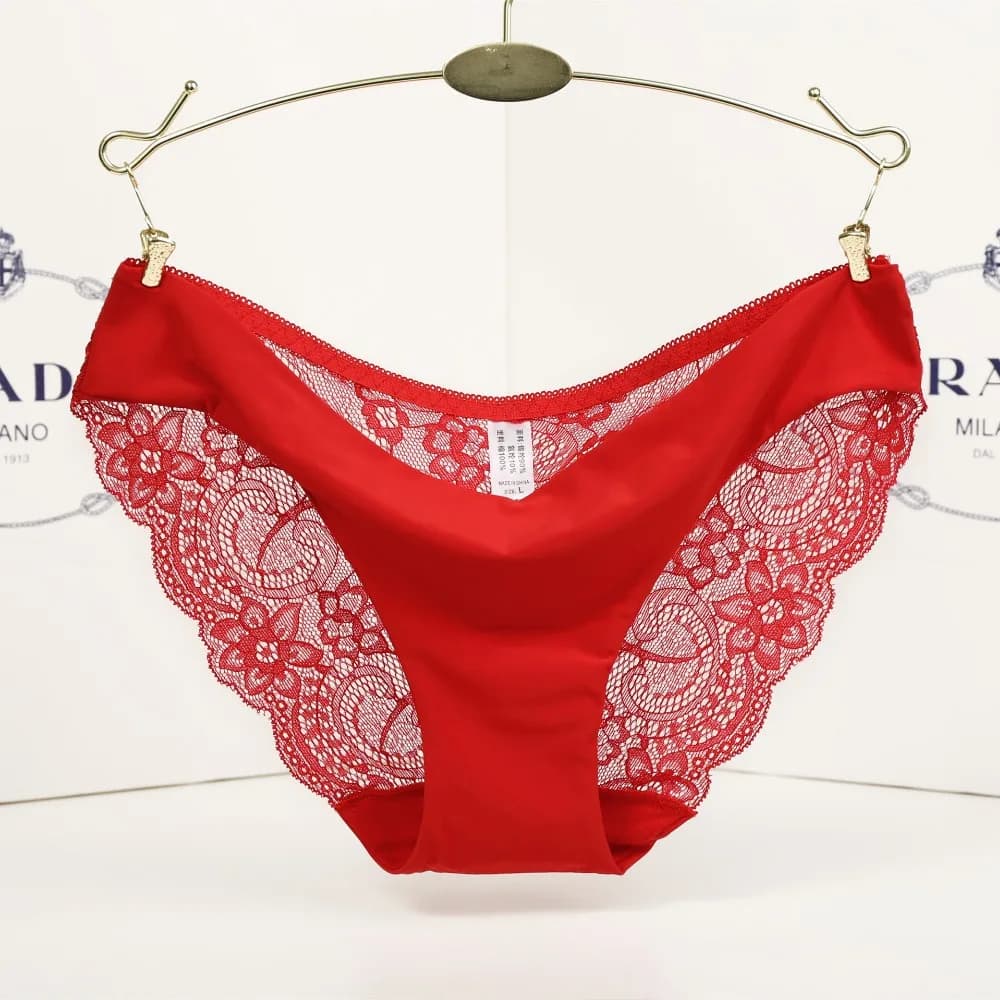 14 Colors Women's Invisible Underwear Spandex Crotch Intimate Women Sexy Lace Black Floral Panties Seamless Panty