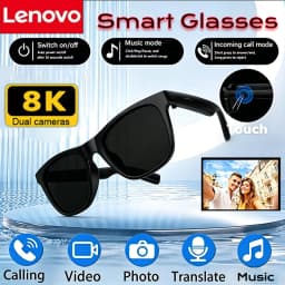 Lenovo AI 8K Smart Camera Glasses Remote Control Touch Photo Recording Voice Assistant Translator Wireless Bluetooth5.3 Sunglass