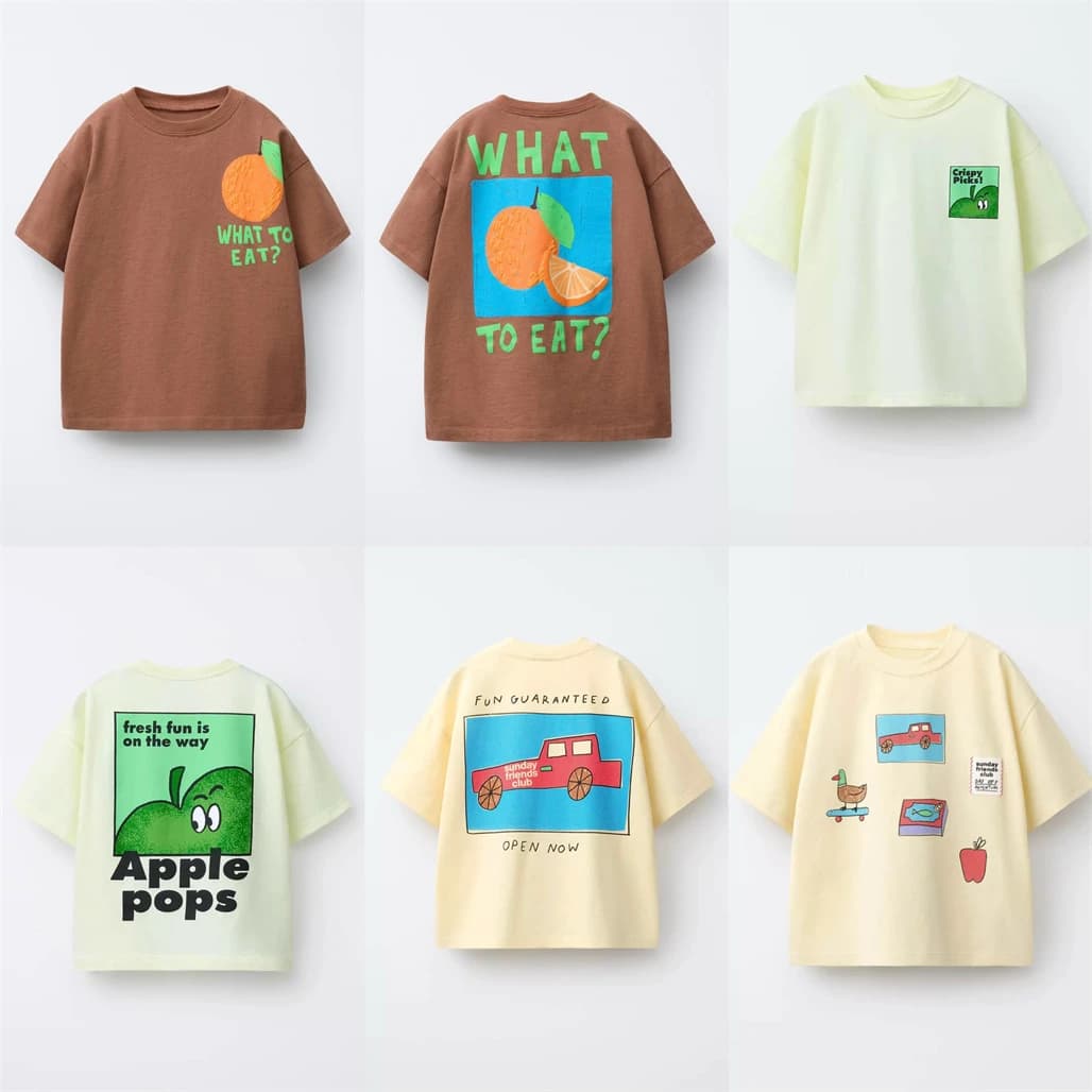 Summer Lovely TShirt 1-7Years Old Boys Girls Printed Tees Kids New Design Tops Round Neck Bottoming Shirt Cotton Short Sleeve
