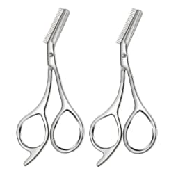 Professional Stainless Steel Eyebrow Scissors with Comb Hypoallergenic Ergonomic Two-Handed Design Precision Shaping & Grooming
