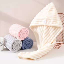 Coral Fleece Adjustable Hair Drying Cap, Soft Skin-Friendly Reusable Anti-Frizz Hair Towel Wrap for Hotel Spa Home Bathroom