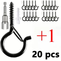6-21PCS Hanger Hooks with Safety Buckle Windproof Screw Hooks Hanging Outdoor String Lights,Ceiling Hook Plants Christmas Lights