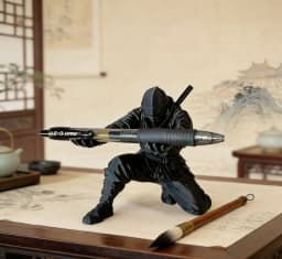 (9*7.8cm) 3D Printed Cool Organizer Ninja Pen Holder Miniature Pen Stand Creative Gift Ornament Modern Desktop Decoration