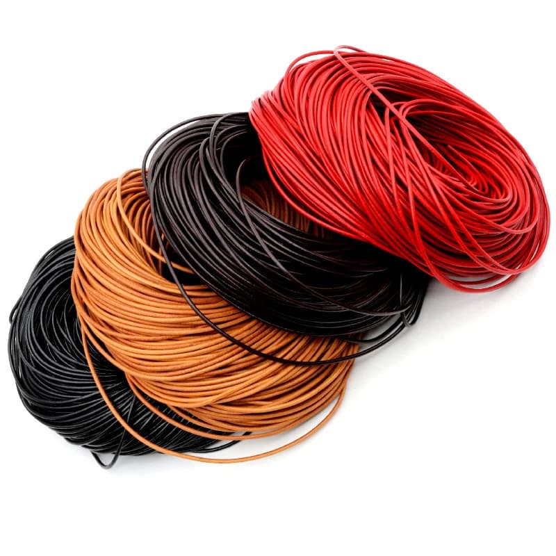 1 1.5 2 2.5 3 4 5mm 4 Color Genuine Cow Leather Round Thong Cord DIY Bracelet Findings Rope String For Jewelry Making