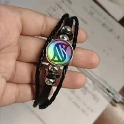 Pokemon Mega Stone Keychain Anime Accessory Creative Exquisite Fashion Black Leather Rope Buckle Keychain Trendy Gift for Fans
