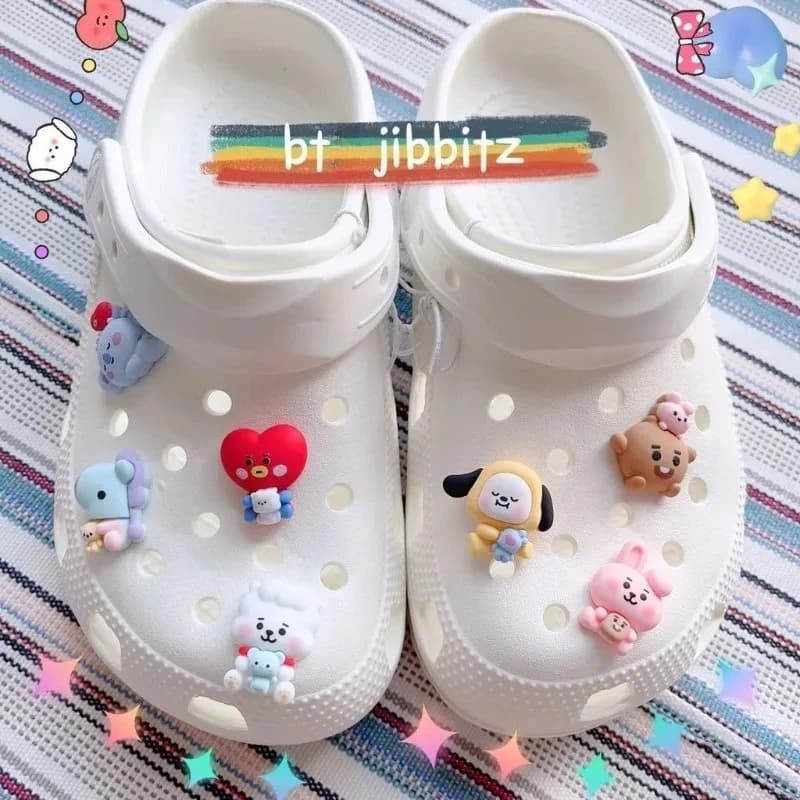 BT21 Koya RJ Shooky Man Tata Chimmy Cooky DIY Cartoon Cute Shoe Buckle Three-dimensional Shoe Flower Decoration Detachable