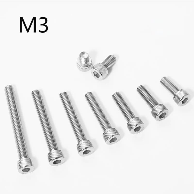 M3 Bolt 304 Stainless Steel Hex Socket Screw M3*5 6 8 10 12 22 25 30 35 40 45mm Hexagon Socket Head Cap Bolt M3 Nut and Washers