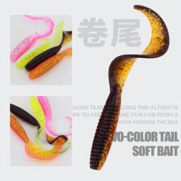 10pcs/lot Two Color Spiral Soft Bait 65mm/2.4g Shrimp Flavor Artificial Jig Wobblers Silicone Swimbait Carp Bass Fishing Tackle
