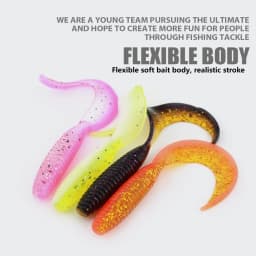 10pcs/lot Two Color Spiral Soft Bait 65mm/2.4g Shrimp Flavor Artificial Jig Wobblers Silicone Swimbait Carp Bass Fishing Tackle