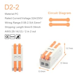 Mini Quick Wire Conductor Connector Universal Compact 2/3 Pin Splicing Push-inTerminal Block 1 in multiple out with fixing Hole