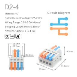Mini Quick Wire Conductor Connector Universal Compact 2/3 Pin Splicing Push-inTerminal Block 1 in multiple out with fixing Hole