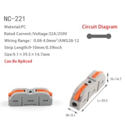 Mini Quick Wire Conductor Connector Universal Compact 2/3 Pin Splicing Push-inTerminal Block 1 in multiple out with fixing Hole