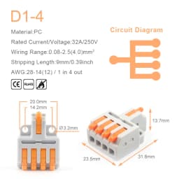 Mini Quick Wire Conductor Connector Universal Compact 2/3 Pin Splicing Push-inTerminal Block 1 in multiple out with fixing Hole