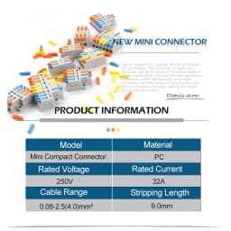 Mini Quick Wire Conductor Connector Universal Compact 2/3 Pin Splicing Push-inTerminal Block 1 in multiple out with fixing Hole