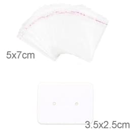 50pcs 5x9cm Kraft Paper Card with Self-Adhesive Bags Blank Cardboard Holder Tags for Long Drop Earring Jewelry Display Packaging