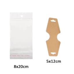 50pcs 5x9cm Kraft Paper Card with Self-Adhesive Bags Blank Cardboard Holder Tags for Long Drop Earring Jewelry Display Packaging