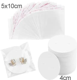50pcs 5x9cm Kraft Paper Card with Self-Adhesive Bags Blank Cardboard Holder Tags for Long Drop Earring Jewelry Display Packaging