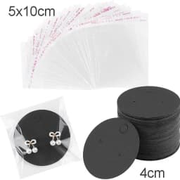 50pcs 5x9cm Kraft Paper Card with Self-Adhesive Bags Blank Cardboard Holder Tags for Long Drop Earring Jewelry Display Packaging