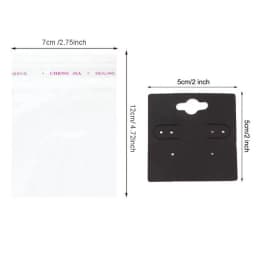 50pcs 5x9cm Kraft Paper Card with Self-Adhesive Bags Blank Cardboard Holder Tags for Long Drop Earring Jewelry Display Packaging