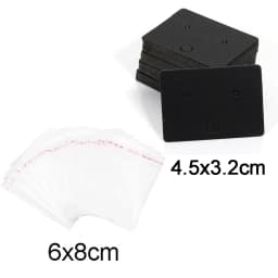 50pcs 5x9cm Kraft Paper Card with Self-Adhesive Bags Blank Cardboard Holder Tags for Long Drop Earring Jewelry Display Packaging