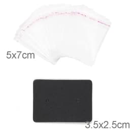 50pcs 5x9cm Kraft Paper Card with Self-Adhesive Bags Blank Cardboard Holder Tags for Long Drop Earring Jewelry Display Packaging
